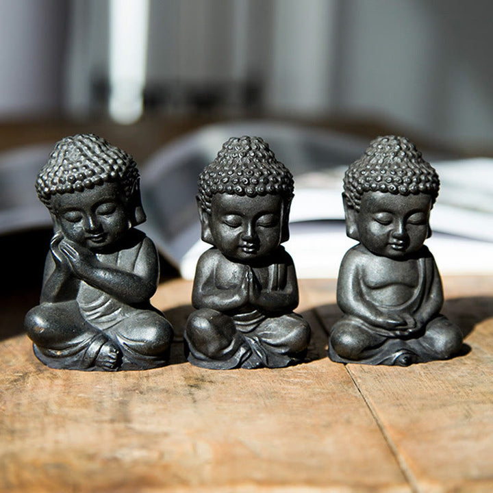 Buddha Stones手作り 小さな釈迦牟尼仏 鉄粉 錆 鋳造 樹脂 像 装飾