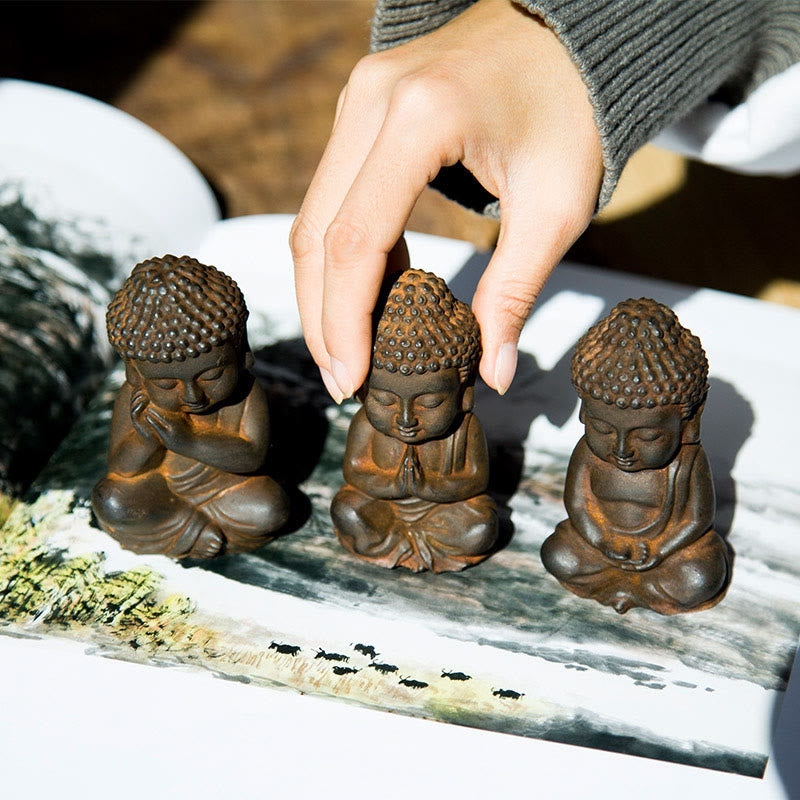 Buddha Stones手作り 小さな釈迦牟尼仏 鉄粉 錆 鋳造 樹脂 像 装飾