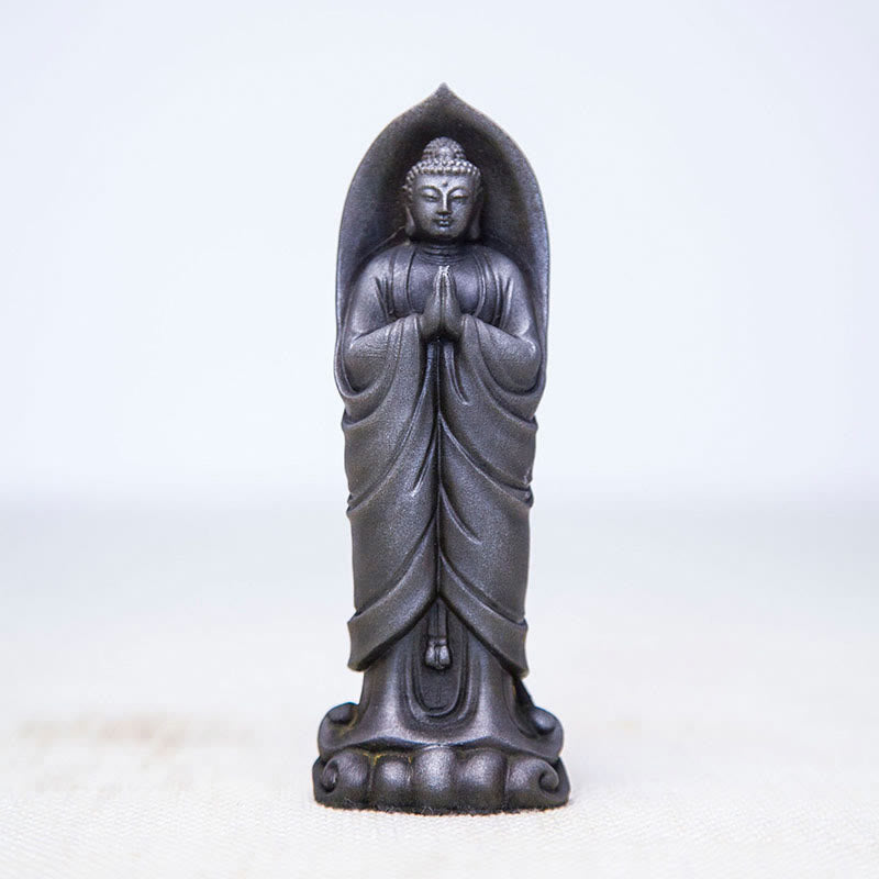 Buddha Stones手作り釈迦牟尼仏ナマステ鉄粉錆びたキャスト樹脂像の装飾