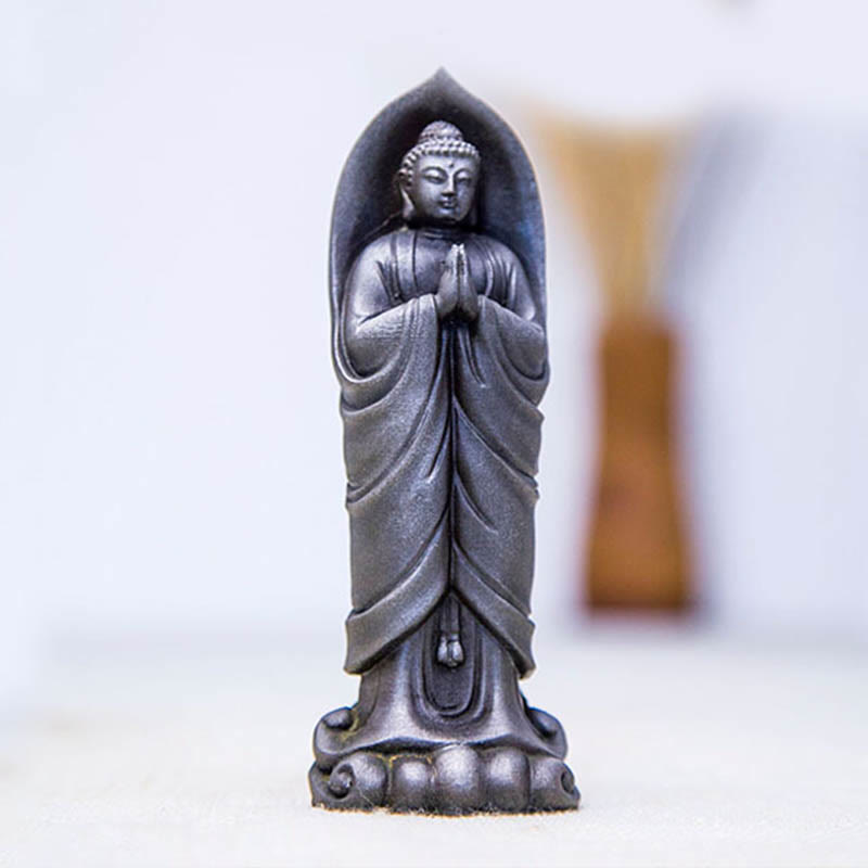 Buddha Stones手作り釈迦牟尼仏ナマステ鉄粉錆びたキャスト樹脂像の装飾