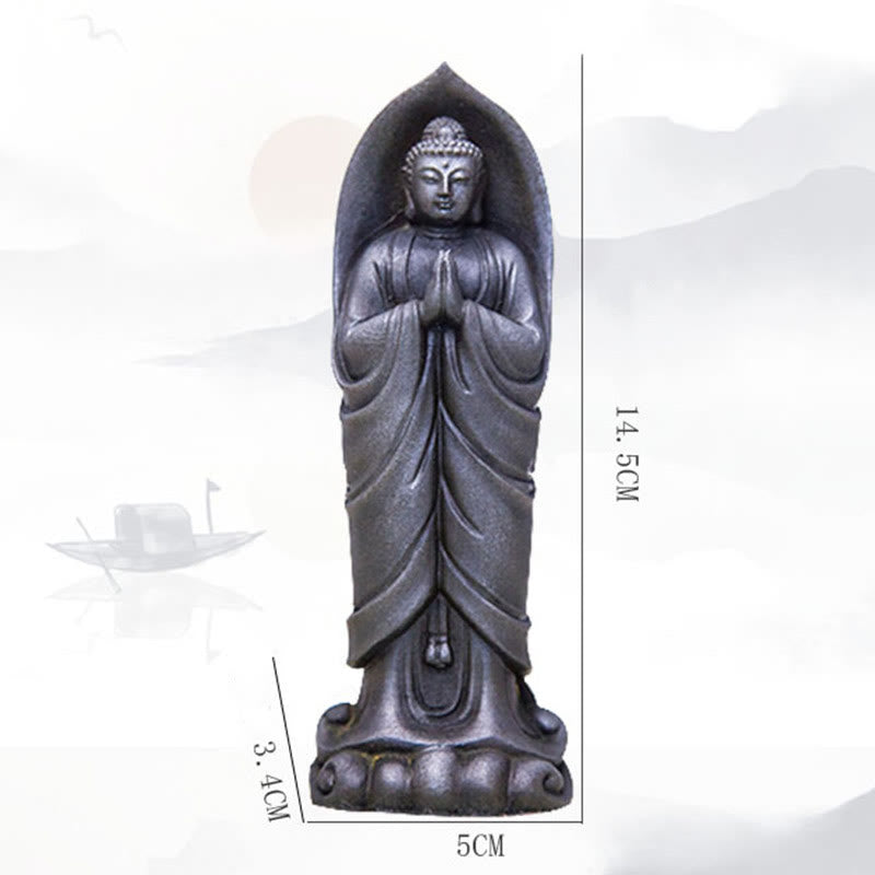 Buddha Stones手作り釈迦牟尼仏ナマステ鉄粉錆びたキャスト樹脂像の装飾