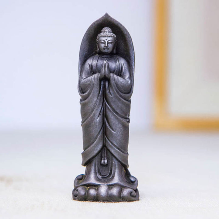 Buddha Stones手作り釈迦牟尼仏ナマステ鉄粉錆びたキャスト樹脂像の装飾