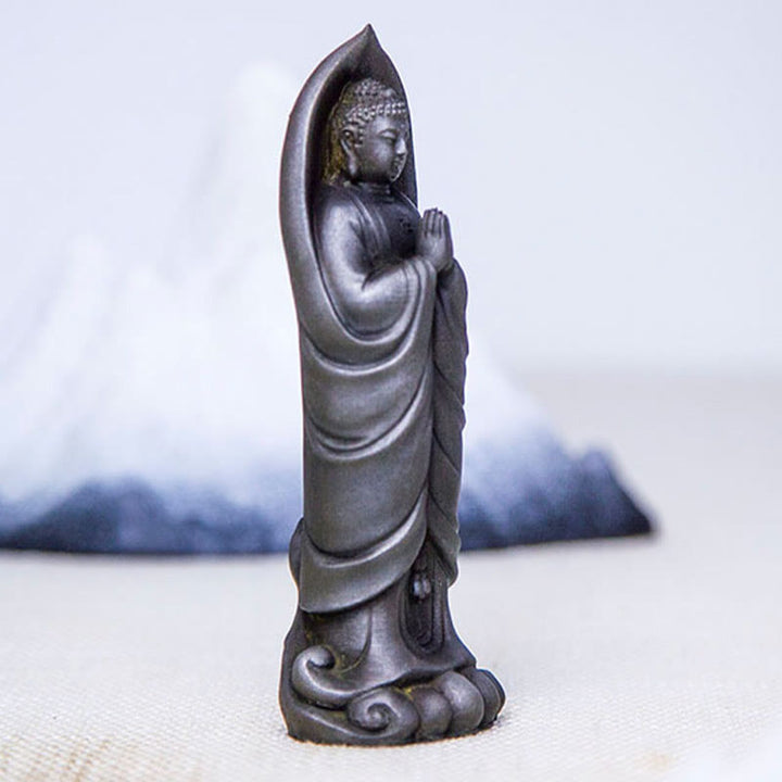 Buddha Stones手作り釈迦牟尼仏ナマステ鉄粉錆びたキャスト樹脂像の装飾