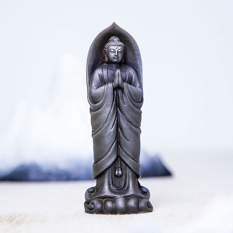 Buddha Stones手作り釈迦牟尼仏ナマステ鉄粉錆びたキャスト樹脂像の装飾
