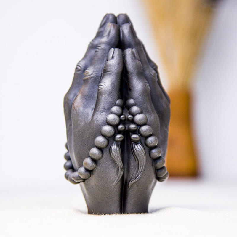 Buddha Stones手作り仏手 ナマステ 鉄粉 錆 鋳造 樹脂 像 装飾