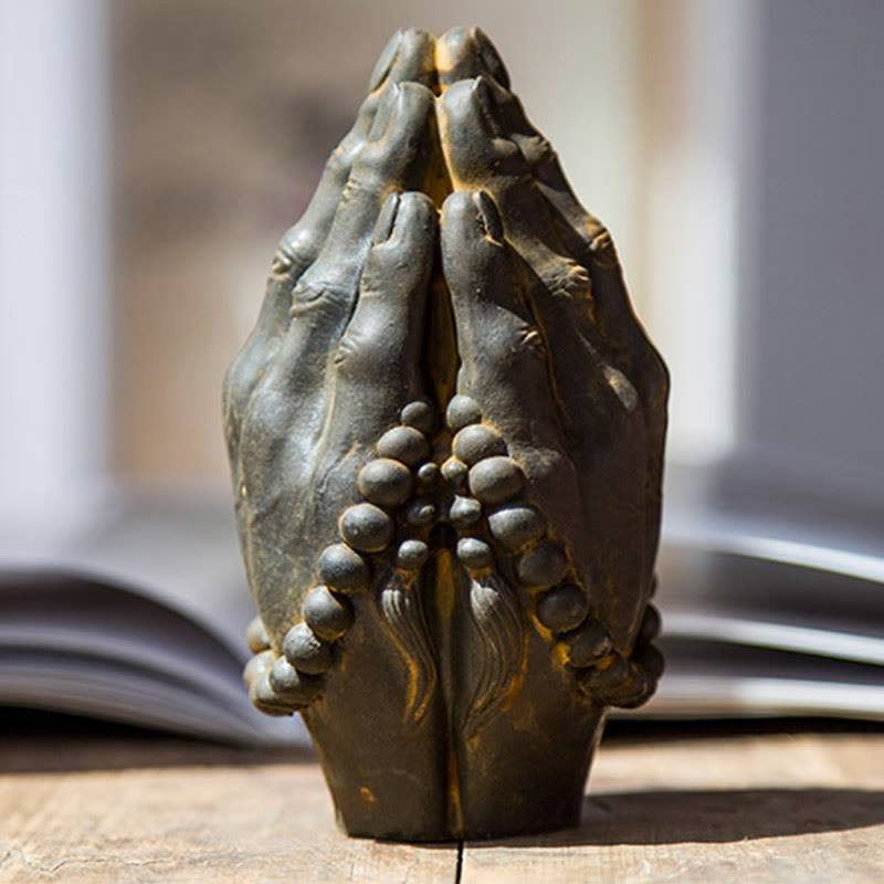 Buddha Stones手作り仏手 ナマステ 鉄粉 錆 鋳造 樹脂 像 装飾
