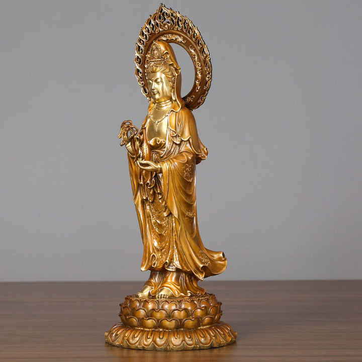 Buddha Stones菩薩 蓮華 オーラ 成功 真鍮 銅像 室内装飾
