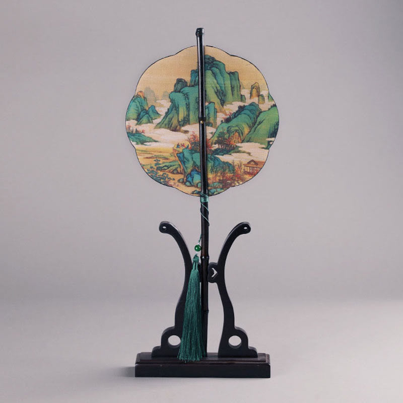 Buddha Stones手作り竹千里山河川長柄携帯扇風機