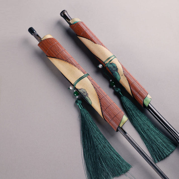 Buddha Stones手作り竹千里山河川長柄携帯扇風機