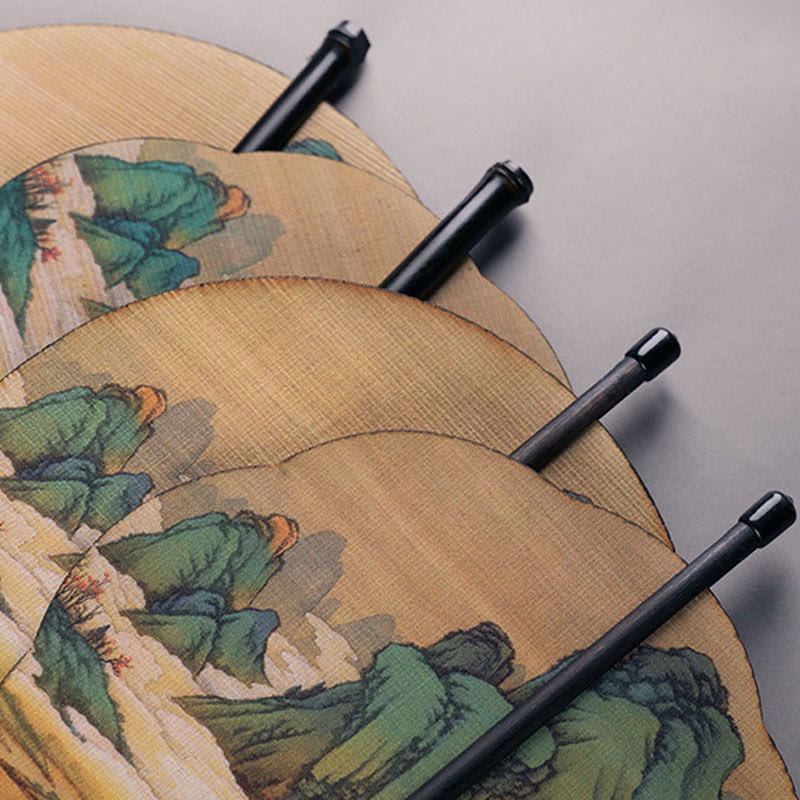 Buddha Stones手作り竹千里山河川長柄携帯扇風機