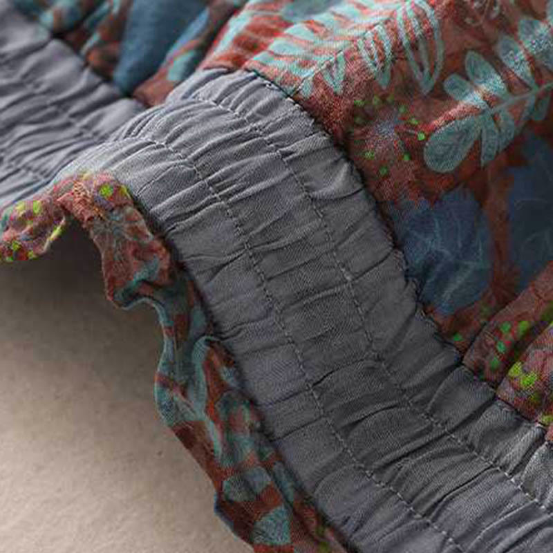 Buddha Stones夏 レディース ブルー リーフ 植物 ポケット付きパンツ - image 5