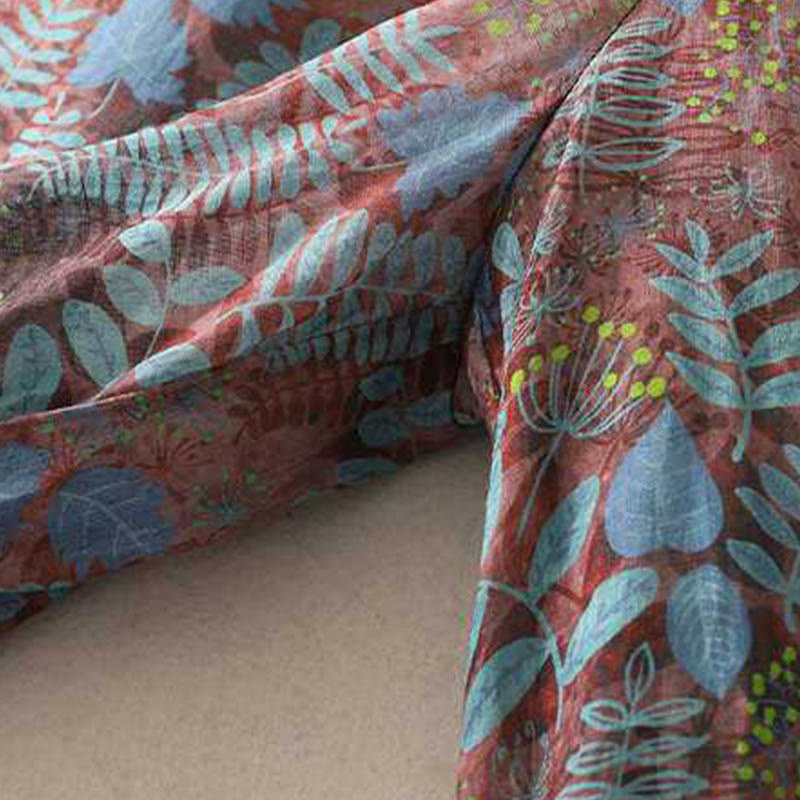 Buddha Stones夏 レディース ブルー リーフ 植物 ポケット付きパンツ - image 6