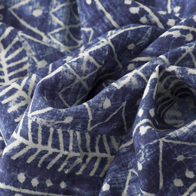 Buddha Stonesブルーストライププリント コットンリネン ワイドレッグパンツ ポケット付き - image 8