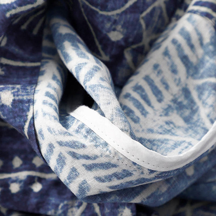 Buddha Stonesブルーストライププリント コットンリネン ワイドレッグパンツ ポケット付き - image 9