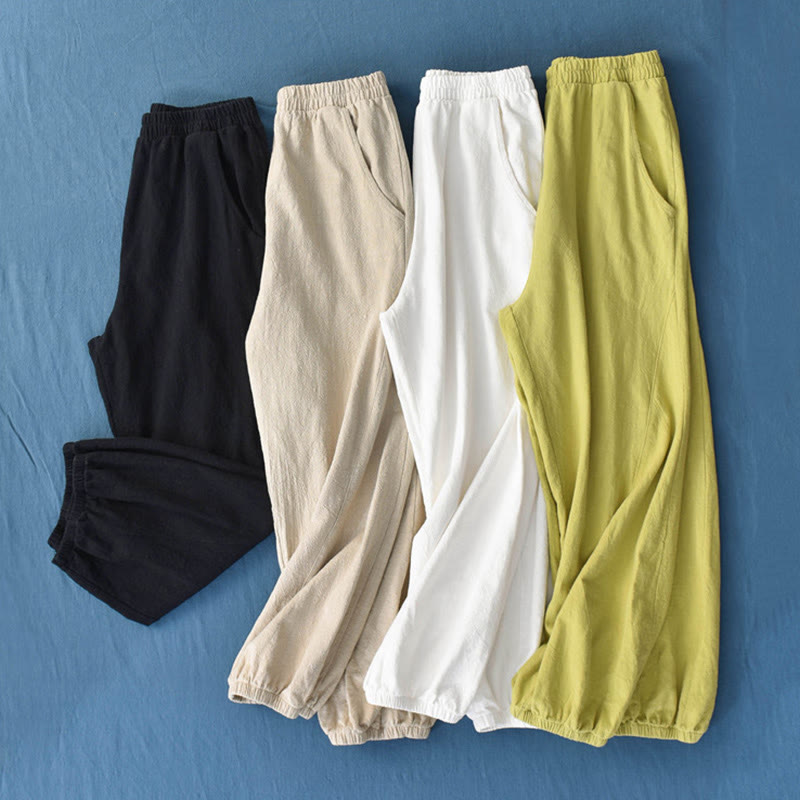 Buddha Stones無地ラミーリネンコットンパンツ ポケット付き - image 2
