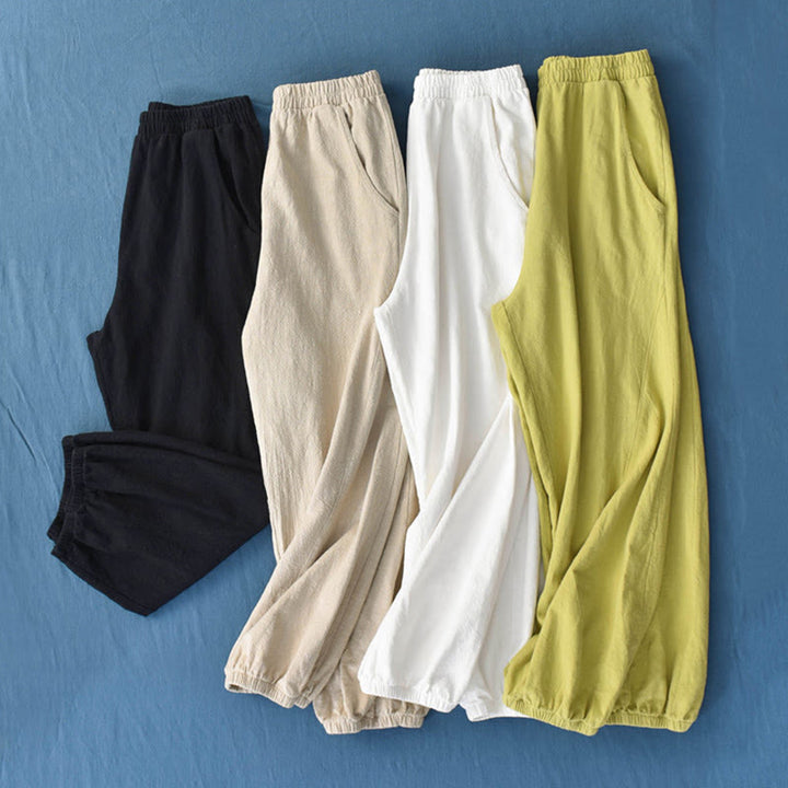 Buddha Stones無地ラミーリネンコットンパンツ ポケット付き - image 2