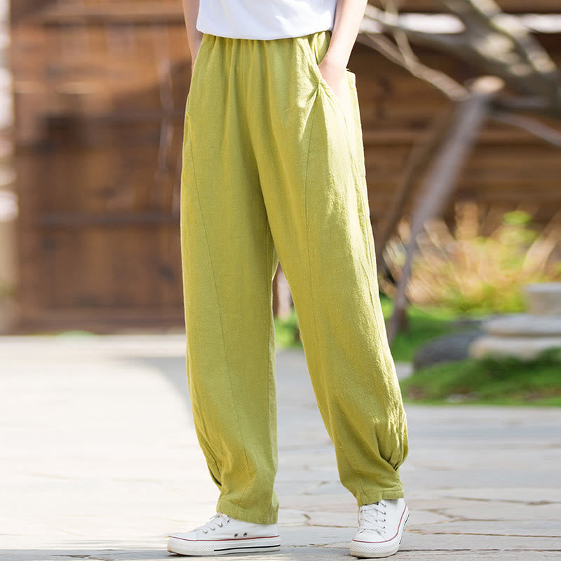 Buddha Stonesカジュアル ラミー リネン コットン ヨガパンツ ポケット付き - image 1