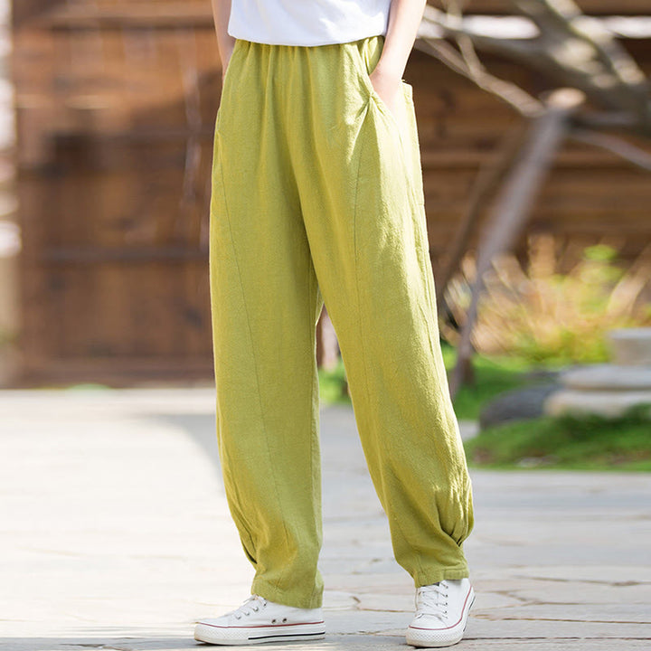 Buddha Stonesカジュアル ラミー リネン コットン ヨガパンツ ポケット付き - image 1