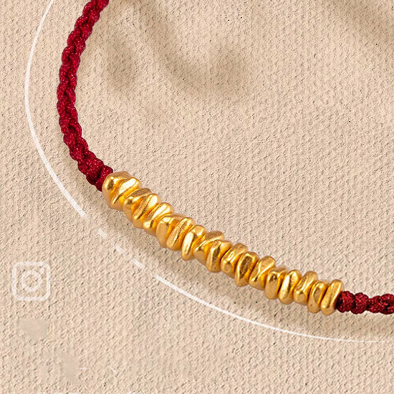 Buddha Stones999ゴールド 小さな金貨デザイン 手作り保護編みロープブレスレット - チェリーレッド(ゴールド 約0.75g) - 21cm - image 8