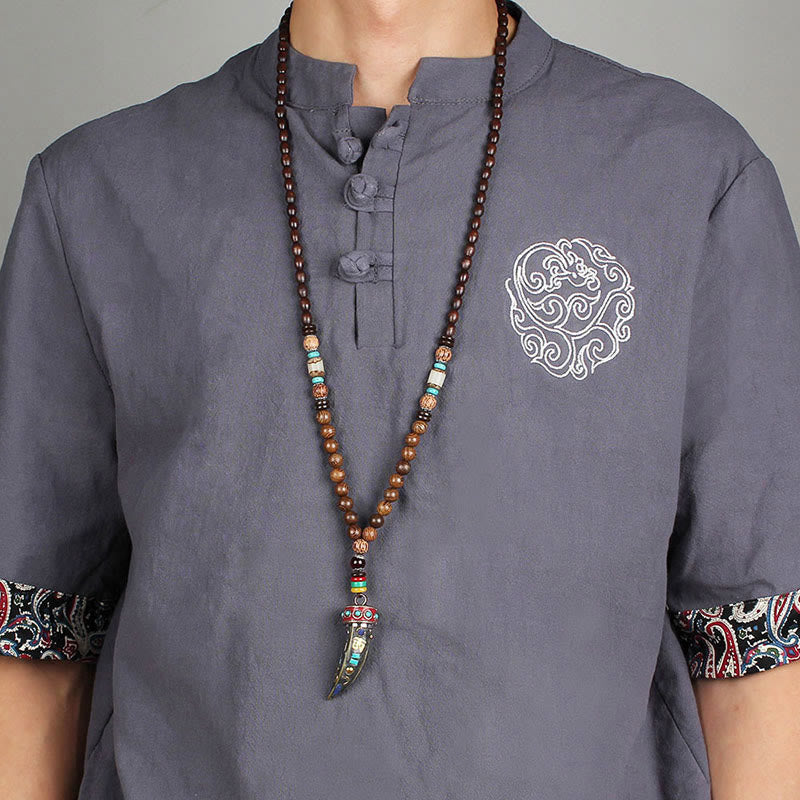 Buddha Stonesチベット ウェンジウッドオーム・マニ・パドメ・フムOM シンボル マントラ 角模様 守護ネックレス ペンダント - image 14