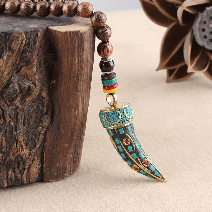 Buddha Stonesチベット ウェンジウッドオーム・マニ・パドメ・フムOM シンボル マントラ 角模様 守護ネックレス ペンダント - image 11