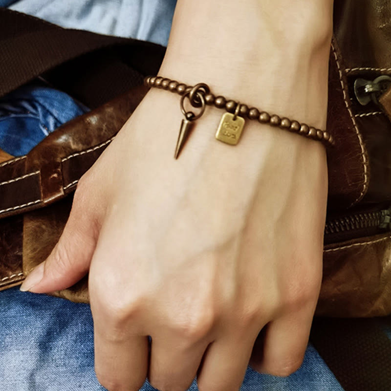 Buddha Stonesヴィンテージ銅真鍮ビーズ幸運繁栄バランスブレスレット - image 9