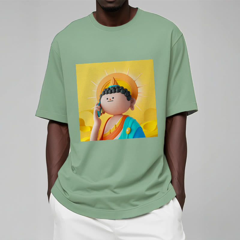 Buddha Stonesブッダが電話に出るTシャツ - image 15
