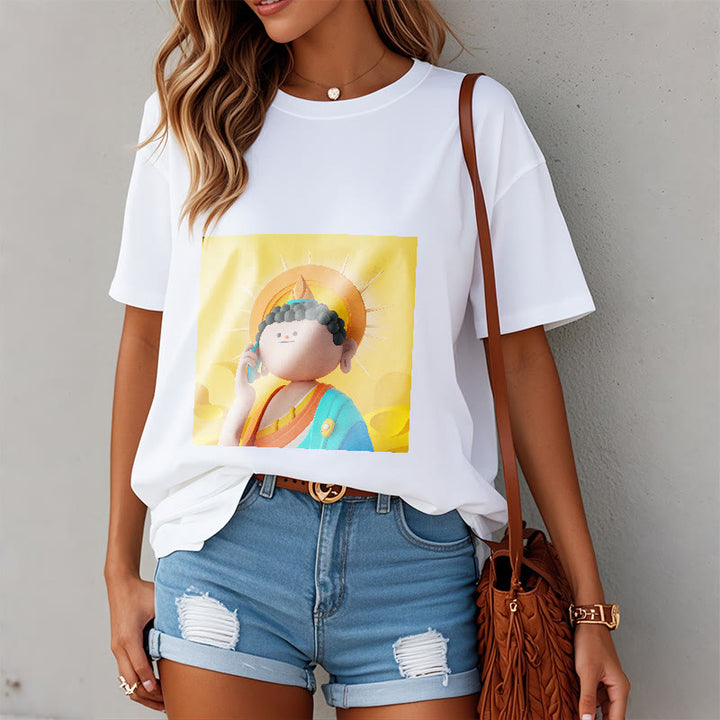 Buddha Stonesブッダが電話に出るTシャツ - image 3