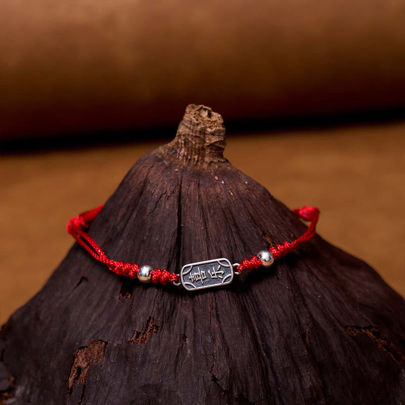 Buddha Stonesハンドメイド 925 スターリングシルバー 平和と喜び 安全と幸福の守り 編み込みブレスレット