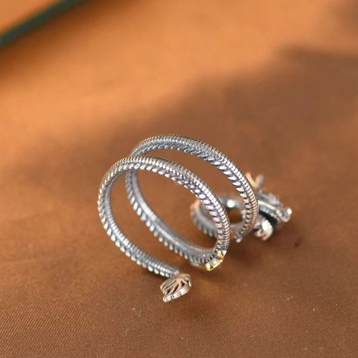 Buddha Stonesヴィンテージドラゴン柄保護リング