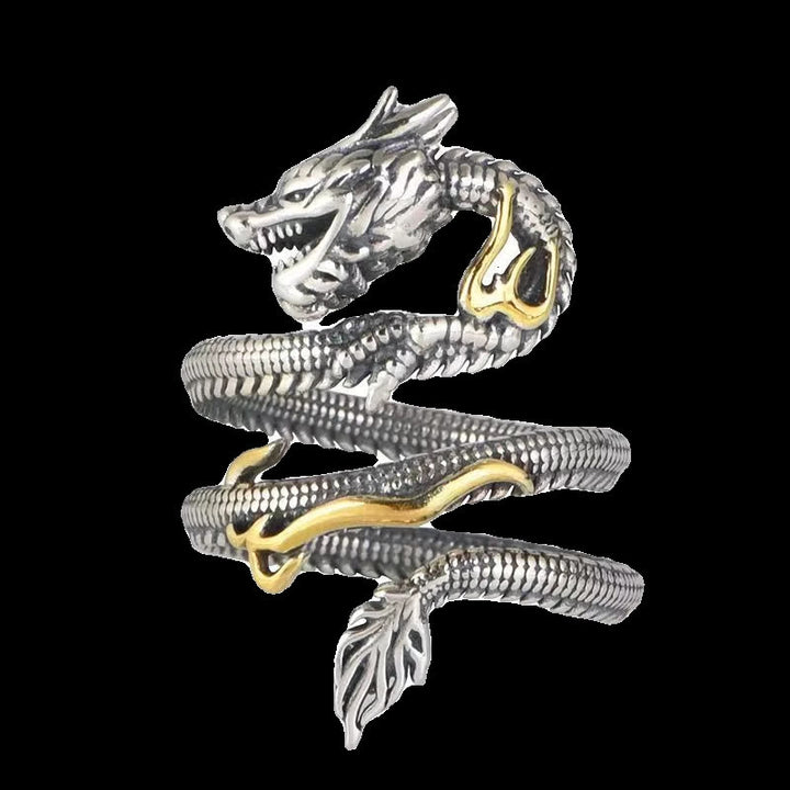 Buddha Stonesヴィンテージドラゴン柄保護リング