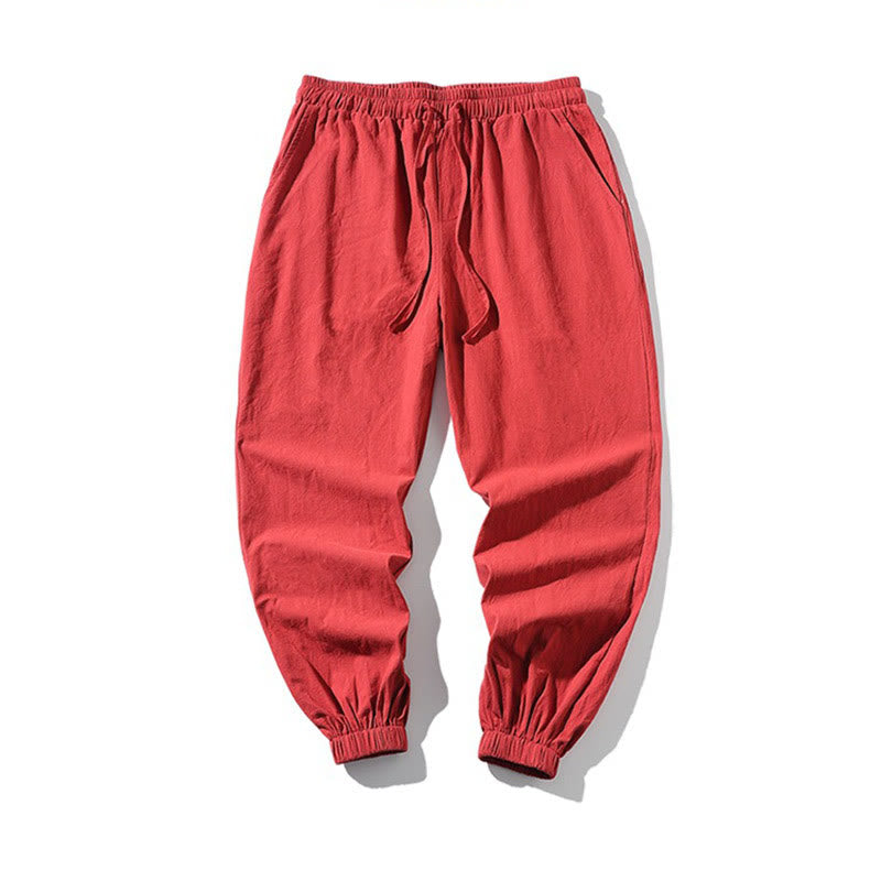 Buddha Stonesの白鶴刺繍デザイン ドローストリング メンズ ハーレムパンツ ポケット付き - image 19