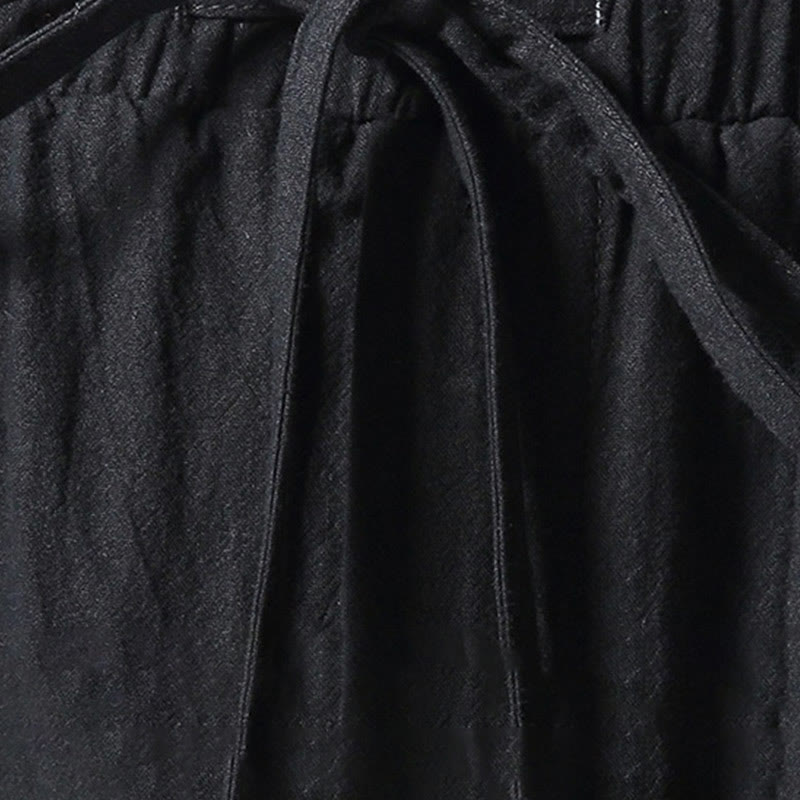 Buddha Stonesの白鶴刺繍デザイン ドローストリング メンズ ハーレムパンツ ポケット付き - image 11