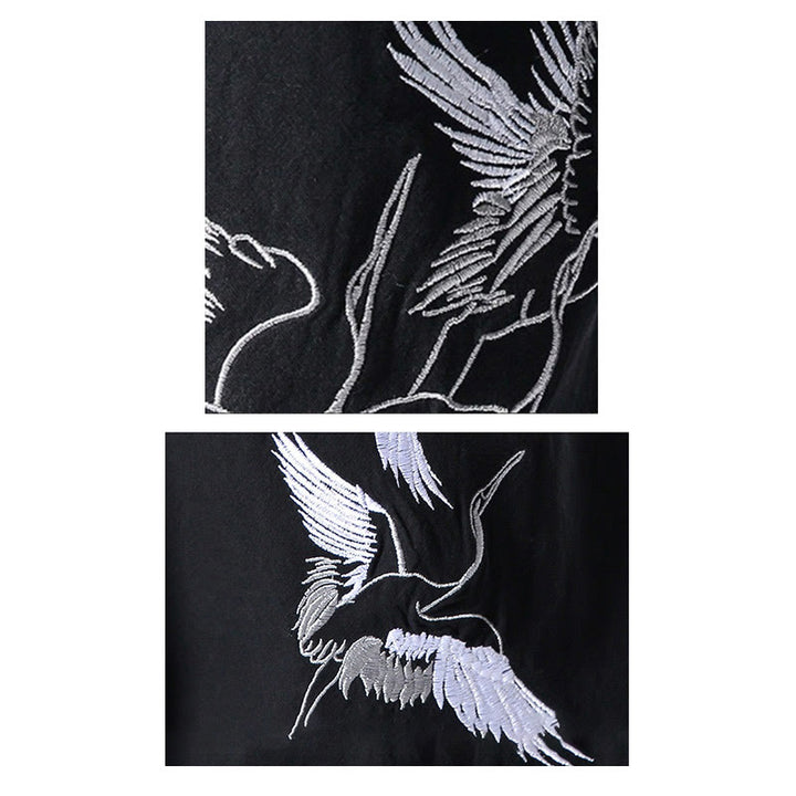 Buddha Stonesの白鶴刺繍デザイン ドローストリング メンズ ハーレムパンツ ポケット付き - image 29