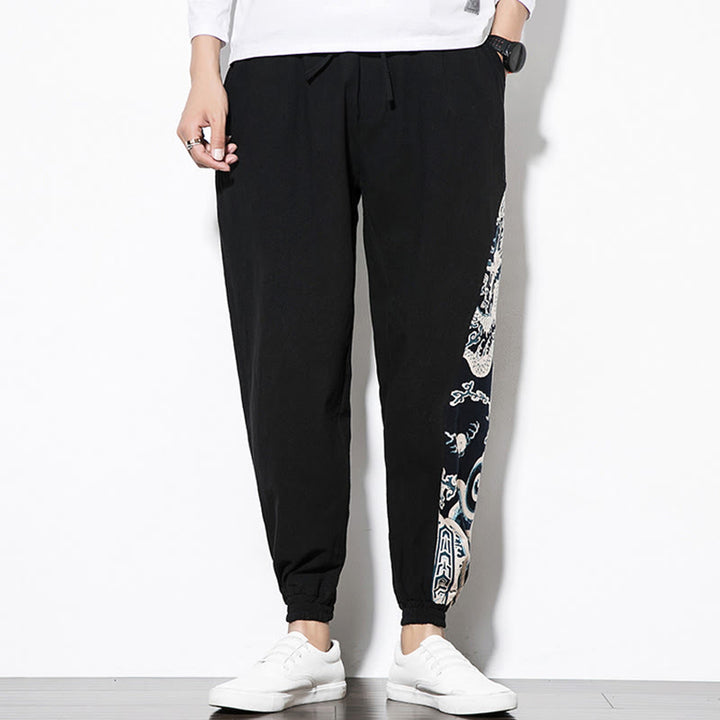 Buddha Stones夏 ドラゴンウェーブ コットン メンズ ポケット付きパンツ - image 10