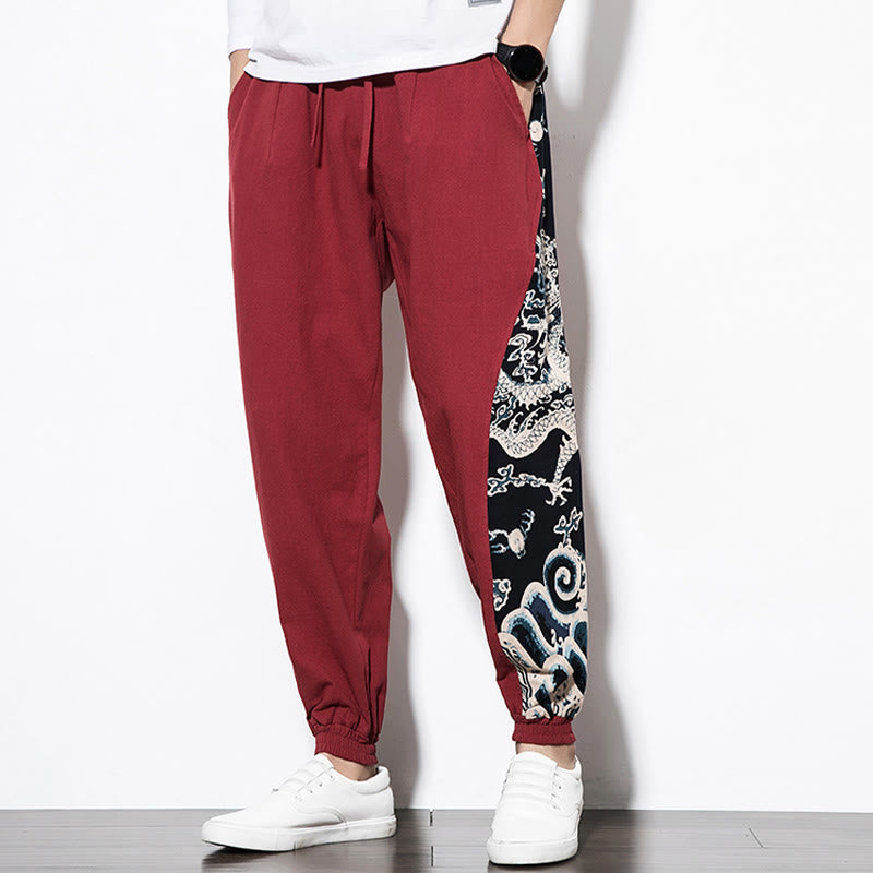 Buddha Stones夏 ドラゴンウェーブ コットン メンズ ポケット付きパンツ - image 21