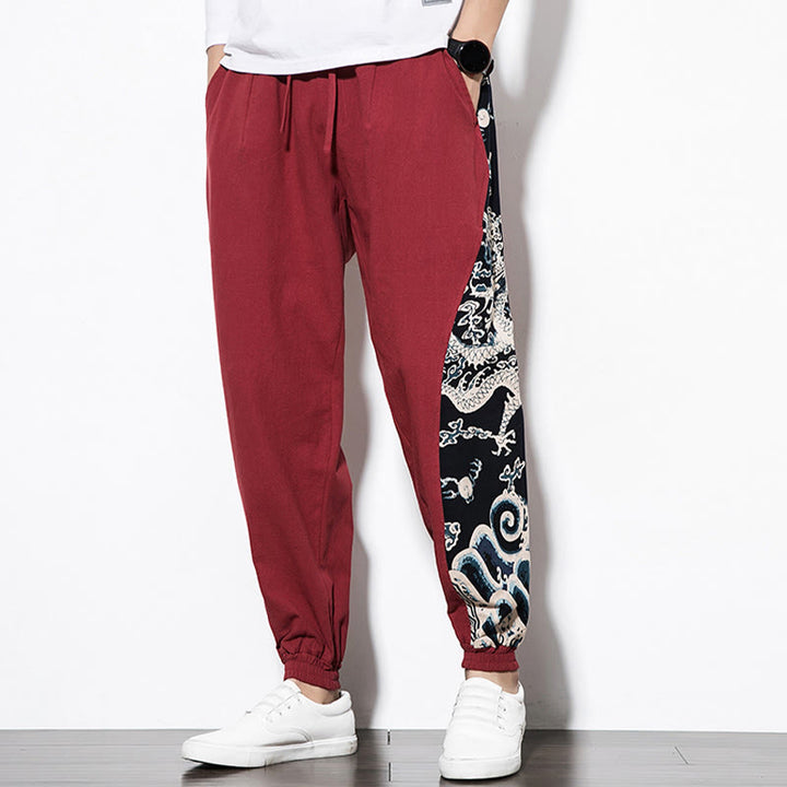 Buddha Stones夏 ドラゴンウェーブ コットン メンズ ポケット付きパンツ - image 21