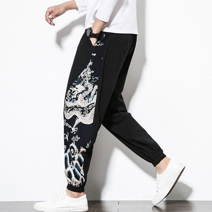 Buddha Stones夏 ドラゴンウェーブ コットン メンズ ポケット付きパンツ - image 15