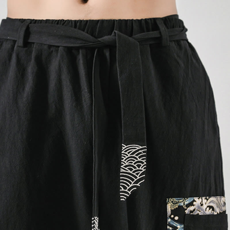 Buddha Stonesオーシャンウェーブ レースアップ コットン メンズ ハーレムパンツ ポケット付き - image 10