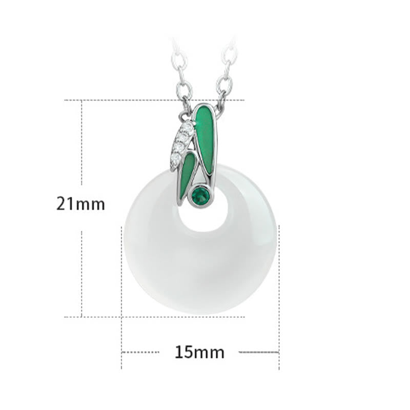 Buddha Stones天然カルセドニー 竹の葉 平和バックル 富のネックレスペンダント