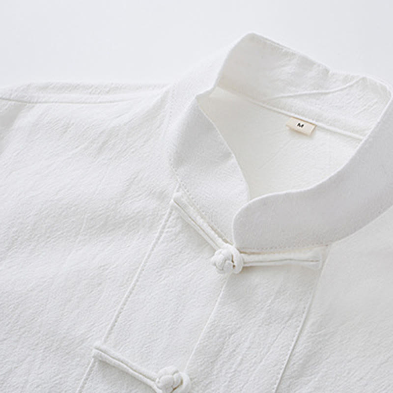 Buddha Stones瞑想カエルボタン唐草長袖シャツパンツメンズスーツ - image 5