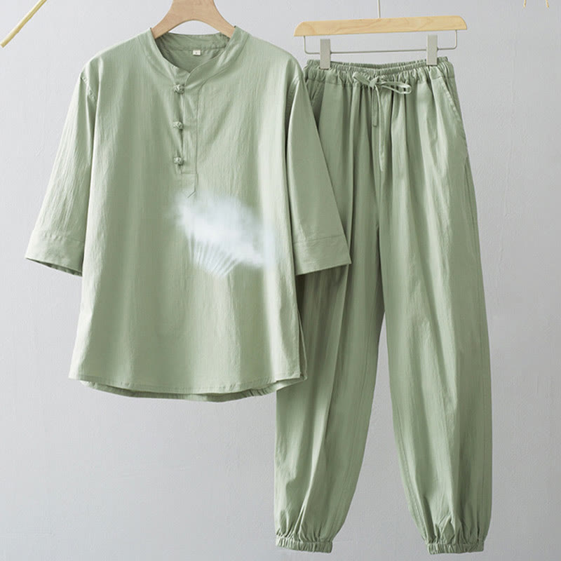 Buddha Stonesフロッグボタン 七分袖シャツパンツ メンズスーツ - image 8