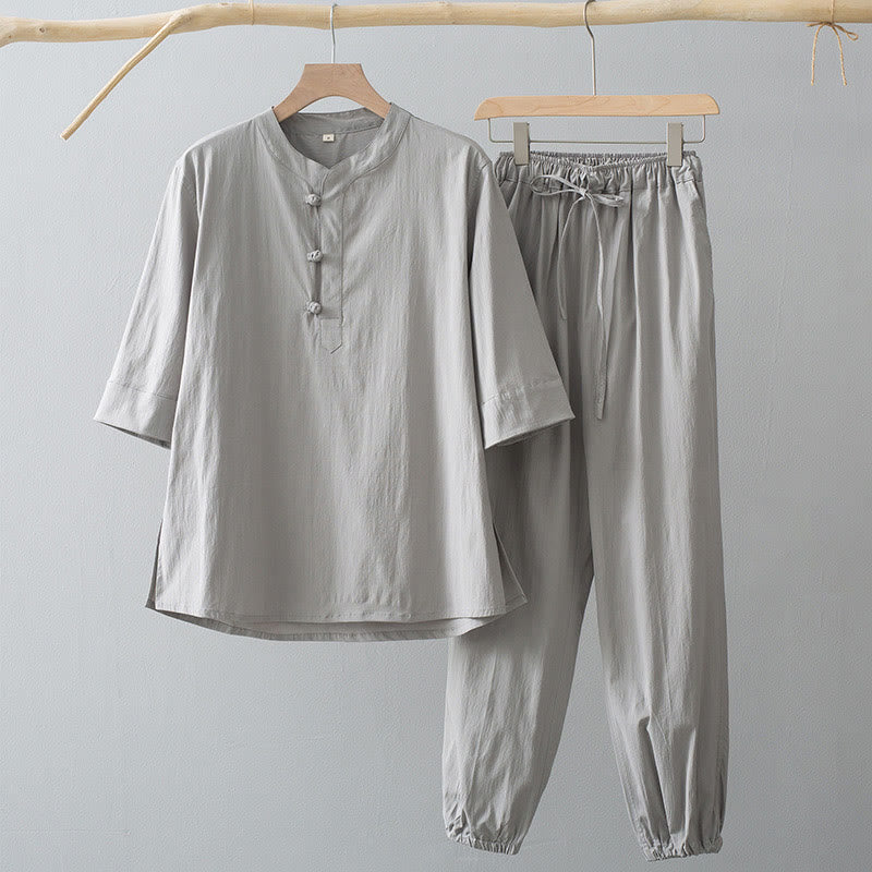 Buddha Stonesフロッグボタン 七分袖シャツパンツ メンズスーツ - ゲインズボロシャツ&ゲインズボロパンツ - US/UK/AU44、 EU54 (4XL) - image 2