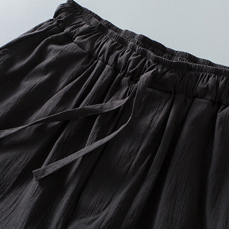 Buddha Stones唐蛙ボタン七分袖シャツパンツメンズスーツ