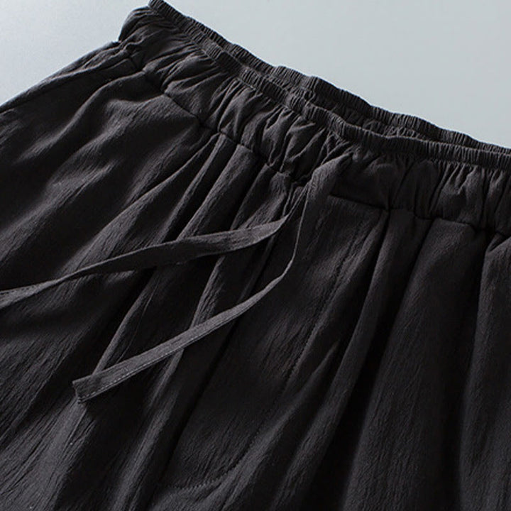 Buddha Stones唐蛙ボタン七分袖シャツパンツメンズスーツ