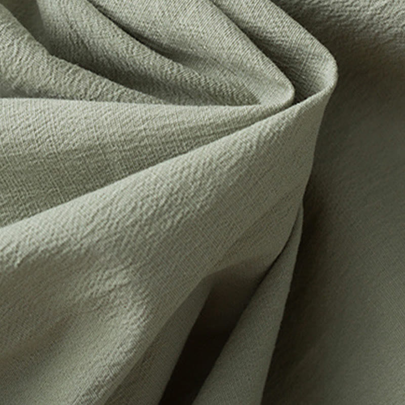 Buddha Stones唐蛙ボタン七分袖シャツパンツメンズスーツ