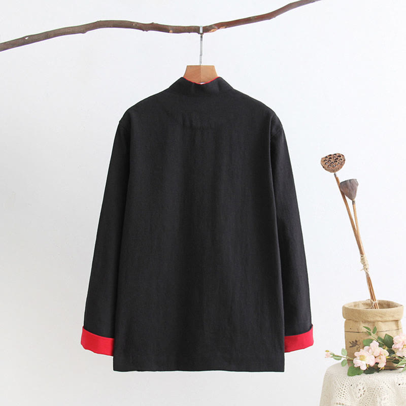 Buddha Stones唐蛙ボタン長袖シャツ コットンリネン メンズ服 - image 13