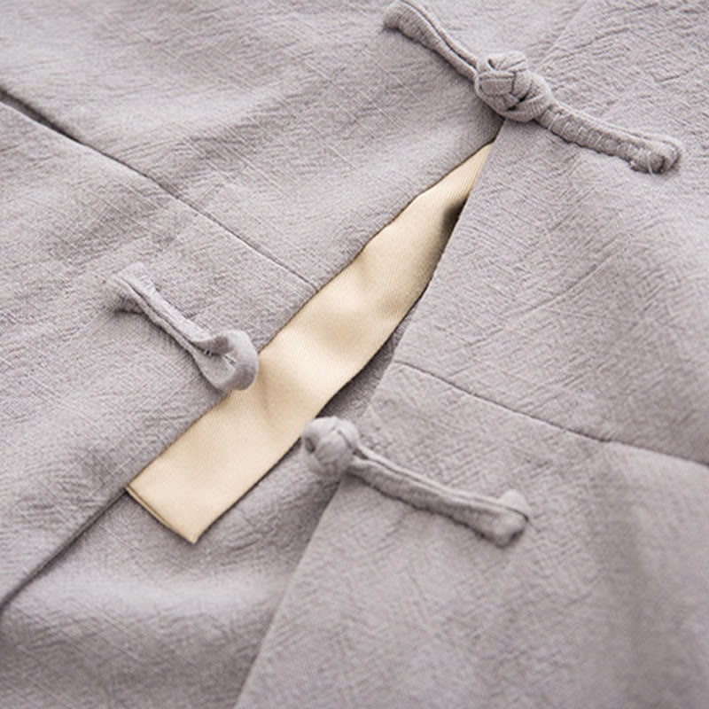 Buddha Stones唐蛙ボタン長袖シャツ コットンリネン メンズ服 - image 25