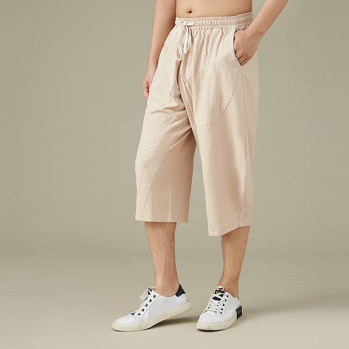 Buddha Stonesカジュアル 無地 メンズ ストレートレッグ ショートパンツ ポケット付き レジャー コットン メンズ パンツ - image 10