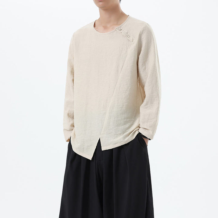 Buddha Stonesメンズ 長袖 ラウンドカラー コンフォート コットンリネン シャツ - image 15